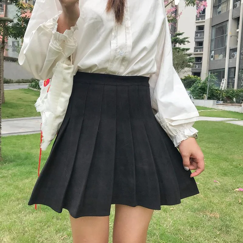 High-waisted Plaid Pleated Skirt