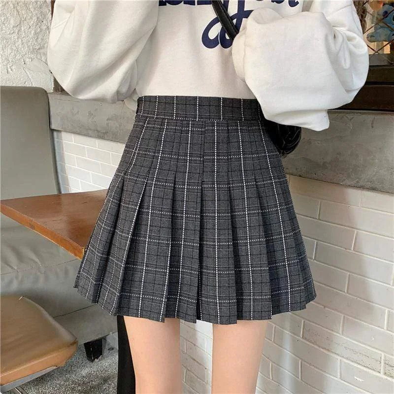 Women's High-waist Plaid Skirt