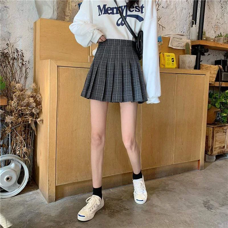 Women's High-waist Plaid Skirt