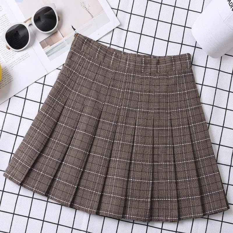 Women's High-waist Plaid Skirt