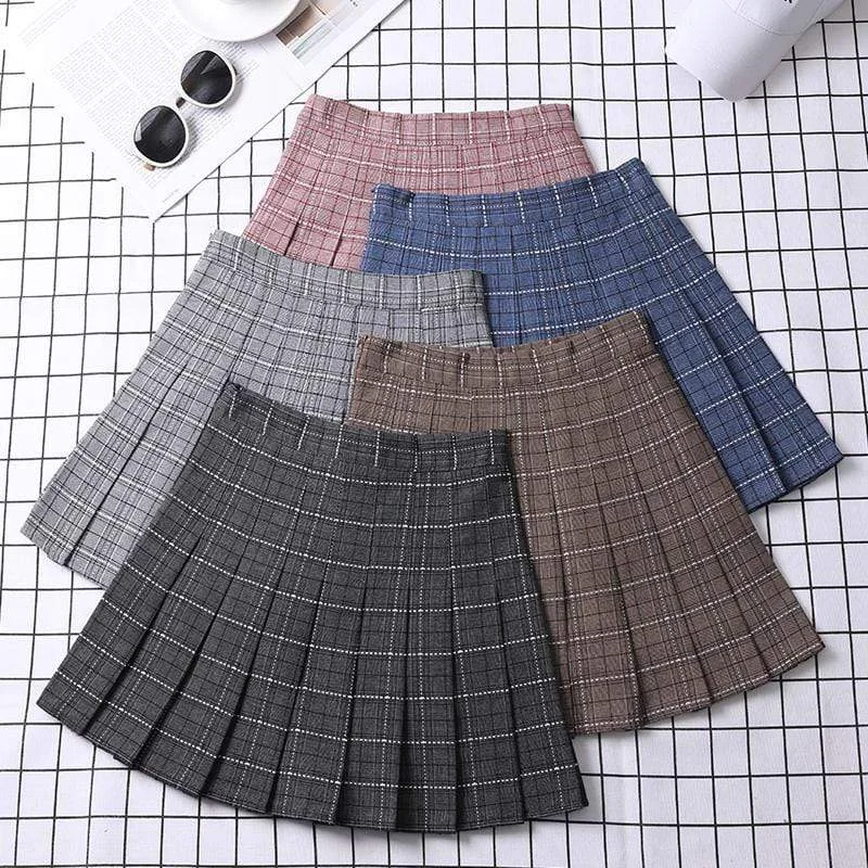 Women's High-waist Plaid Skirt