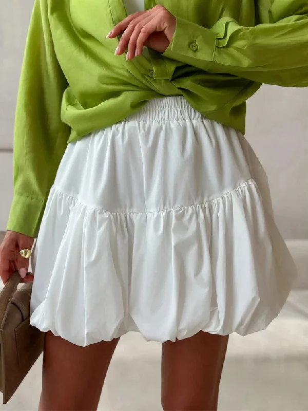 Znbbw White Ruffles High Waist Mini Skirt Women 2024 Casual Pleated Fluffy A-line Skirts Summer Fashion Lady Party Streetwear