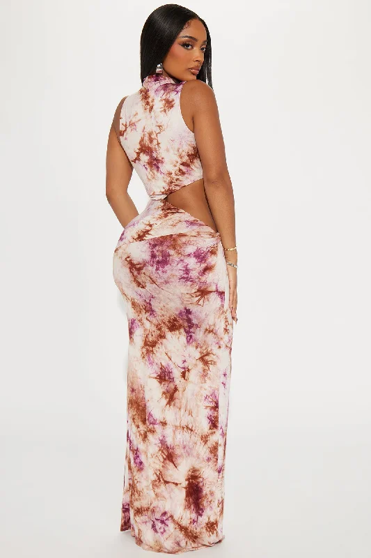 Ashley Tie Dye Maxi Dress - Brown Combo