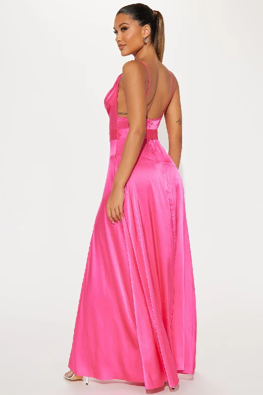 Big Entrance Satin Gown - Fuchsia