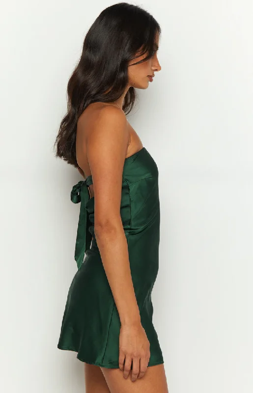 Ellie Forest Green Strapless Mini Dress