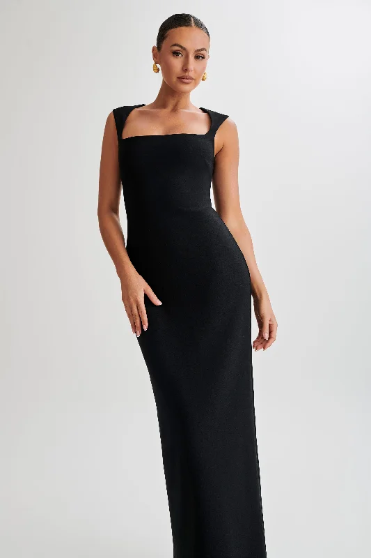 Frida Crepe Maxi Dress - Black