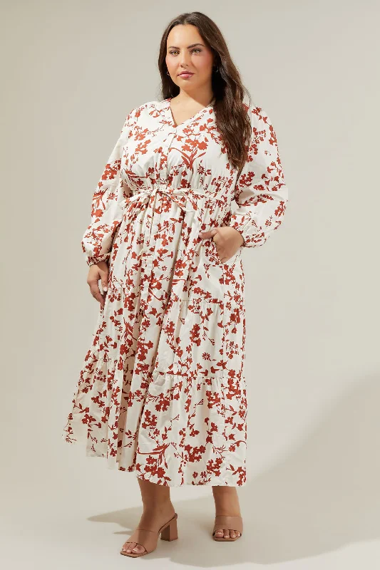 Garnet Floral Midi Dress Curve