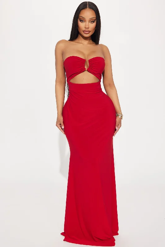 Janie Strapless Maxi Dress - Red