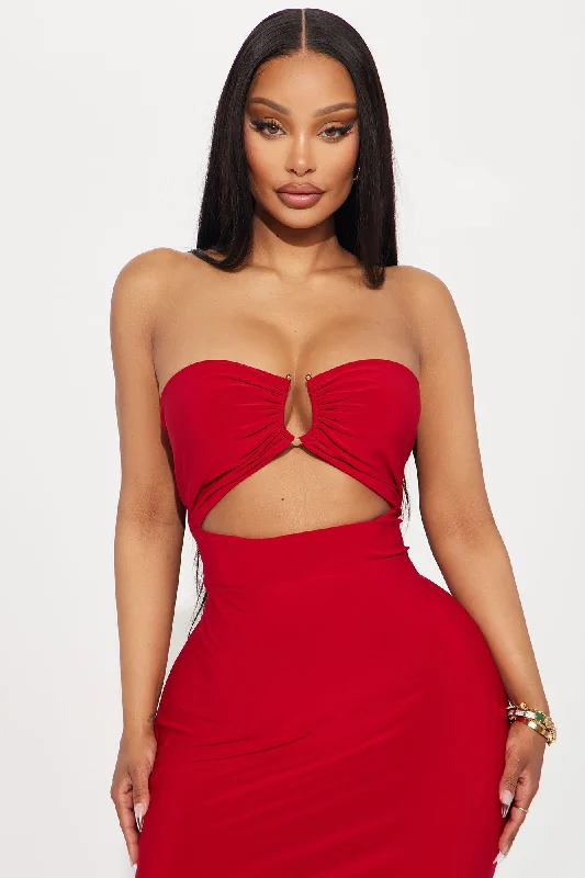 Janie Strapless Maxi Dress - Red