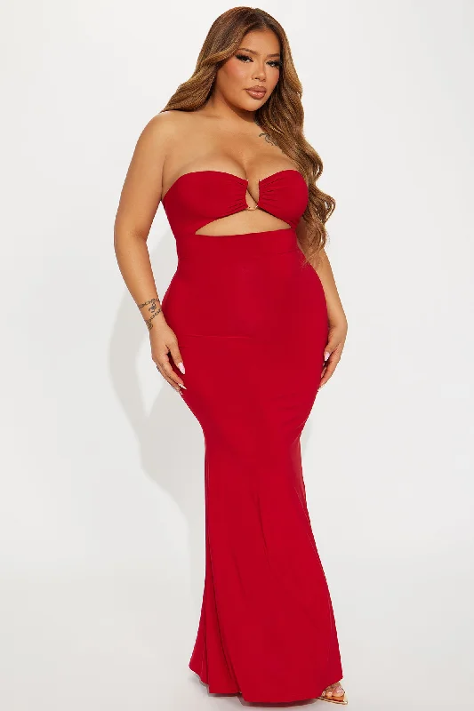 Janie Strapless Maxi Dress - Red