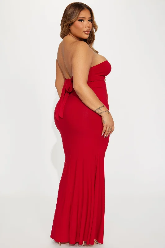 Janie Strapless Maxi Dress - Red