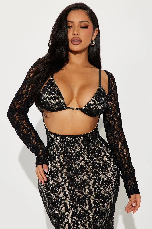 Kylie Long Sleeve Lace Maxi Dress - Black