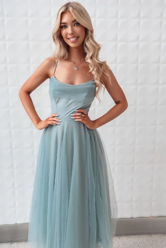 Latisha Tulle Midi Dress - Sage