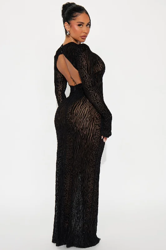 Lorenne Mesh Maxi Dress - Black