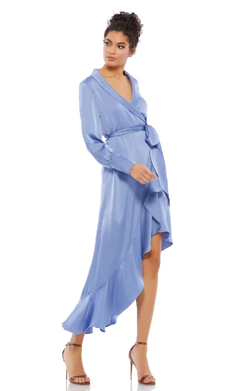 Periwinkle Long Sleeve High Low Party Dress 12506