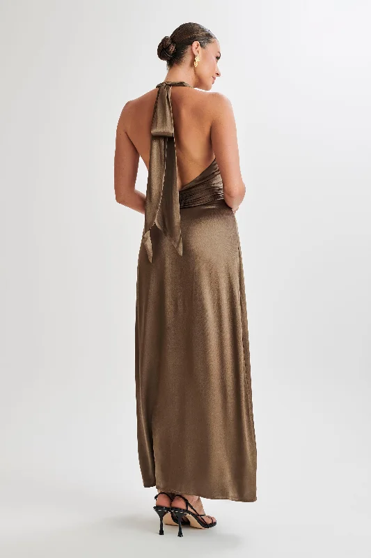 Milana Halter Maxi Dress - Khaki