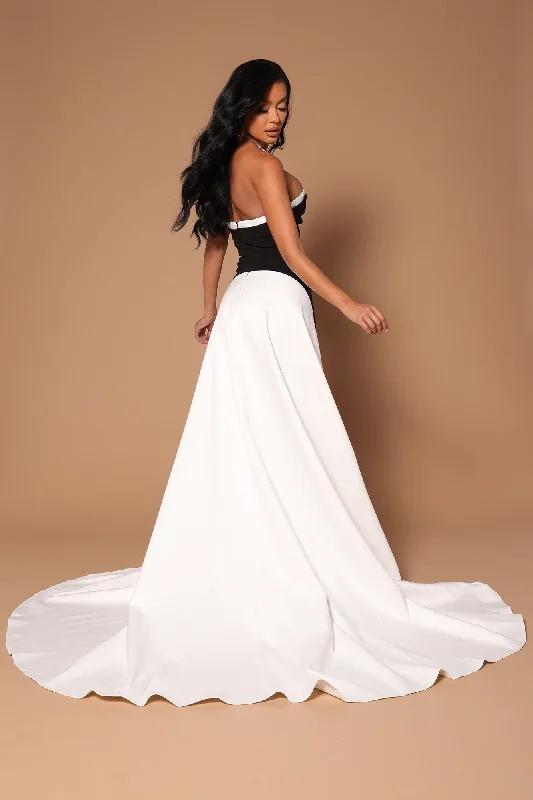 Narelle Satin Maxi Dress - White/combo