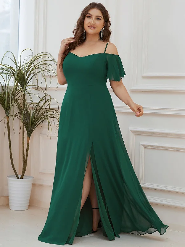 Plain Solid Color Plus Size Wholesale Chiffon Bridesmaid Dress