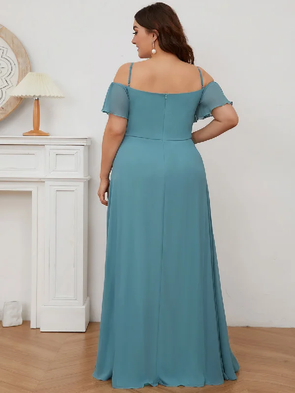 Plain Solid Color Plus Size Wholesale Chiffon Bridesmaid Dress