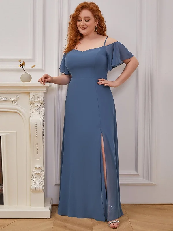 Plain Solid Color Plus Size Wholesale Chiffon Bridesmaid Dress