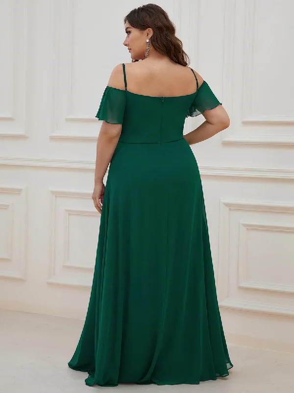 Plain Solid Color Plus Size Wholesale Chiffon Bridesmaid Dress