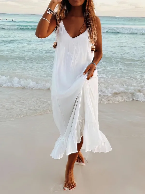 V-Neck Sleeveless Beach Resort Boho Dress