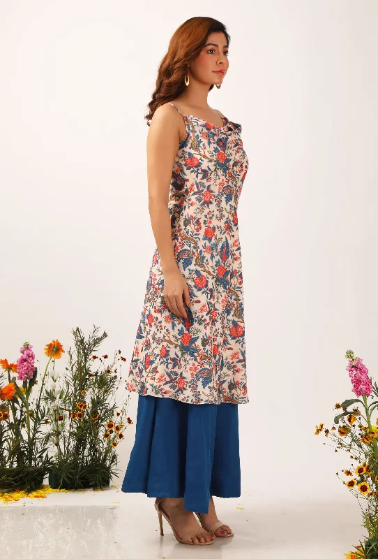 Bella Floral Chintz Cowl Neck Kurta Dress