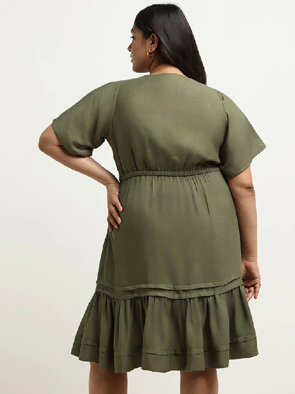 Gia Olive Tiered Dress