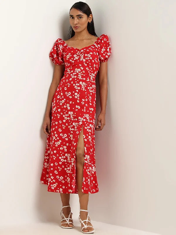 LOV Red Floral Dress