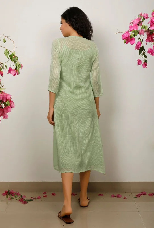 Mint Green Cotton Kota wrap around dress