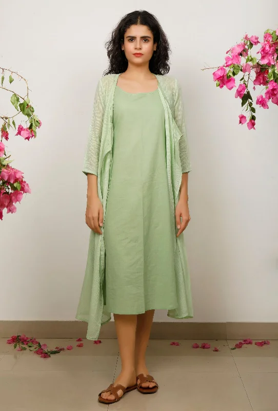 Mint Green Cotton Kota wrap around dress