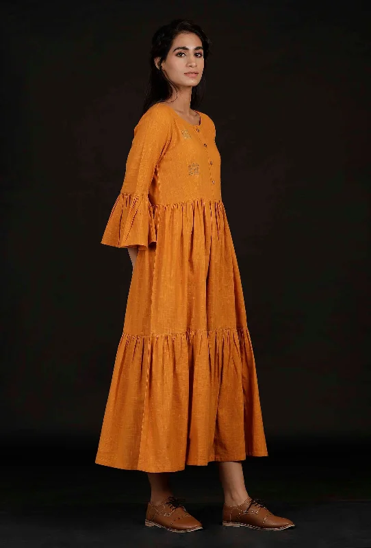 Tangerine Orange Flared Dress