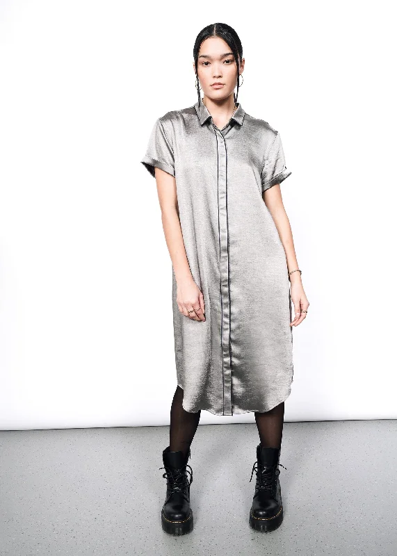 The Empower Satin Shirt Dress