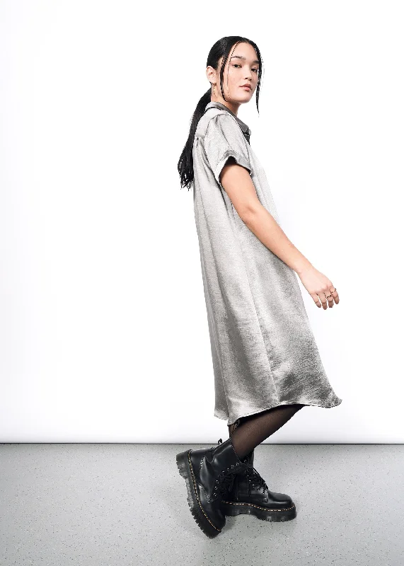 The Empower Satin Shirt Dress