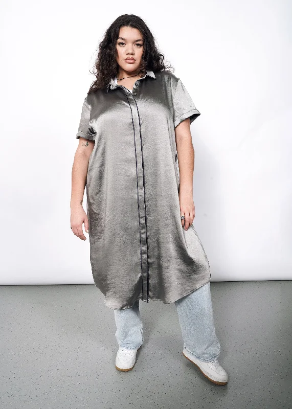 The Empower Satin Shirt Dress