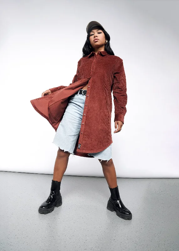 The Essential Corduroy Long Sleeve Shirt Dress