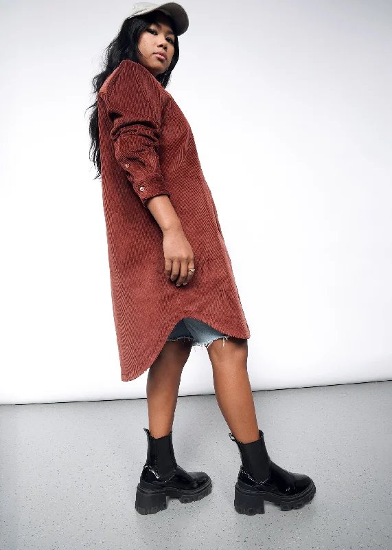 The Essential Corduroy Long Sleeve Shirt Dress