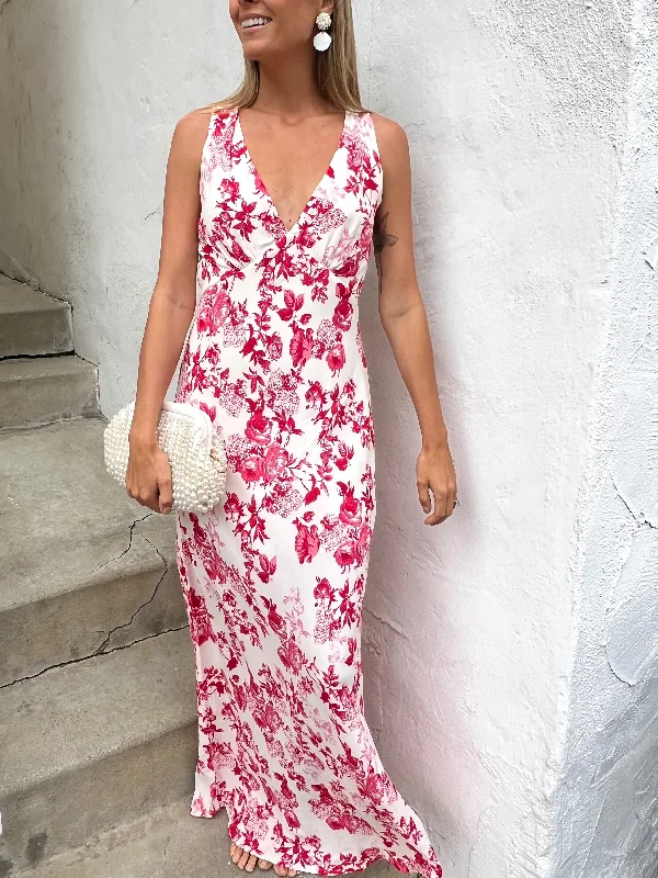 Vivian Red Floral Dress