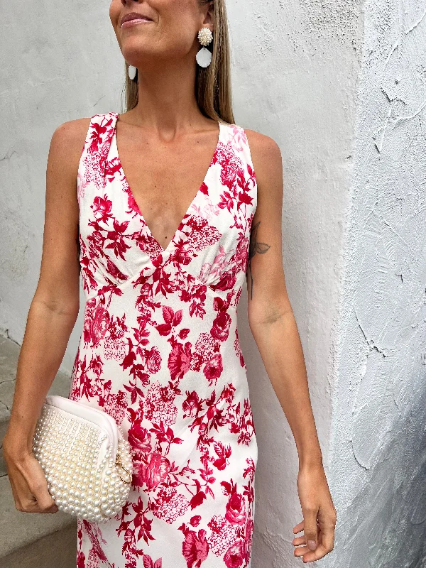 Vivian Red Floral Dress