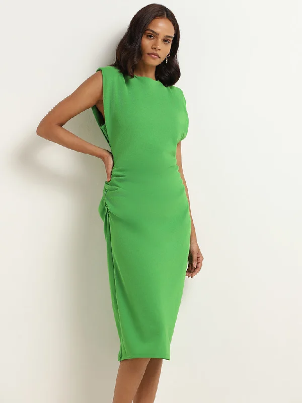 Wardrobe Green Ruched Bodycon Dress