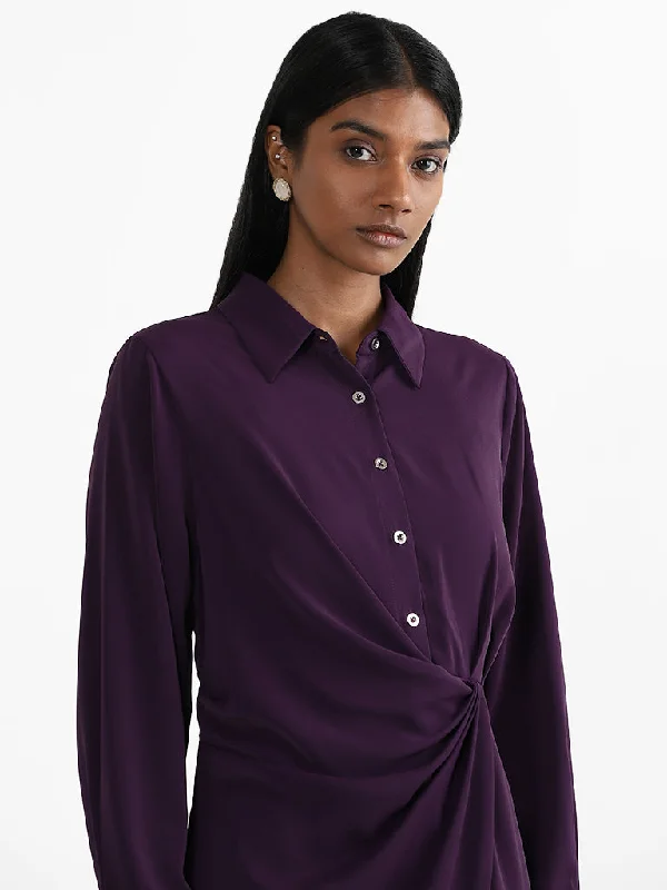 Wardrobe Purple Knotted Slim-Fit A-Line Dress