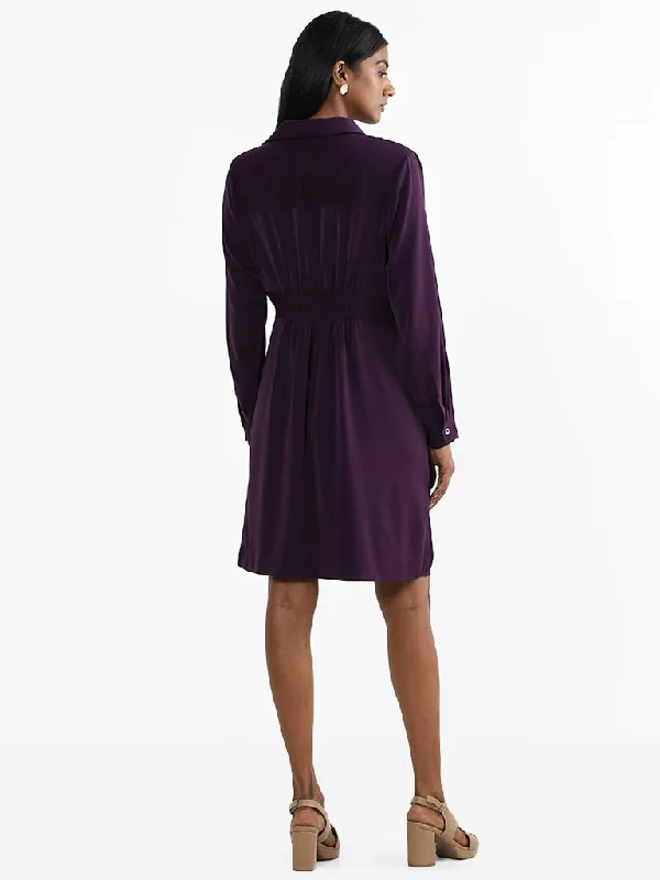 Wardrobe Purple Knotted Slim-Fit A-Line Dress