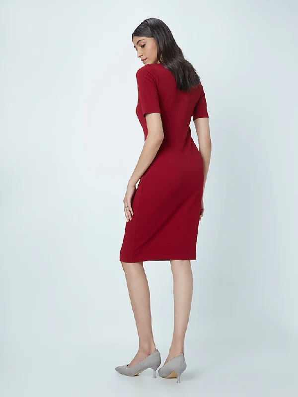 Wardrobe Red Solid Dress