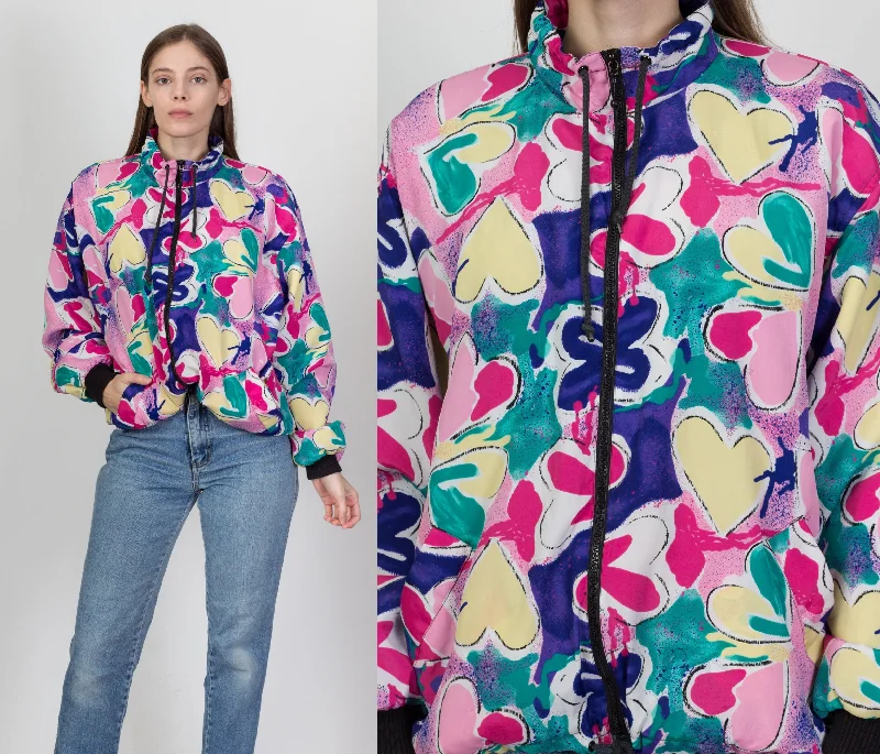 80s 90s Heart Print Windbreaker - Extra Large