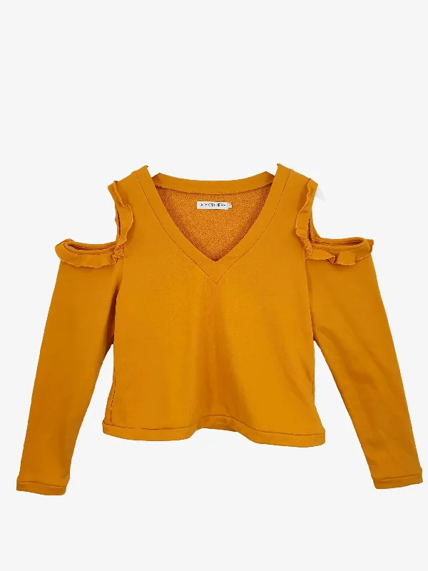 Atmos & Here Cold Shoulder Frill Comfy Jersey Jumper Size 14