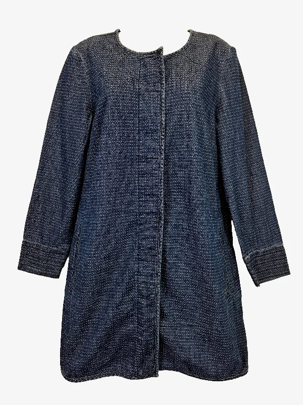 Blue Illusion Spotted Light Denim Long Coat Size S