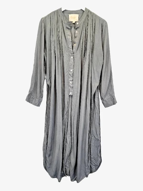 Boho Bird Pleated Sky Grey Long Cardigan Size 8