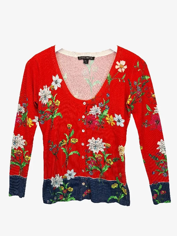 Boston Proper Floral Knit Cardigan Size XS