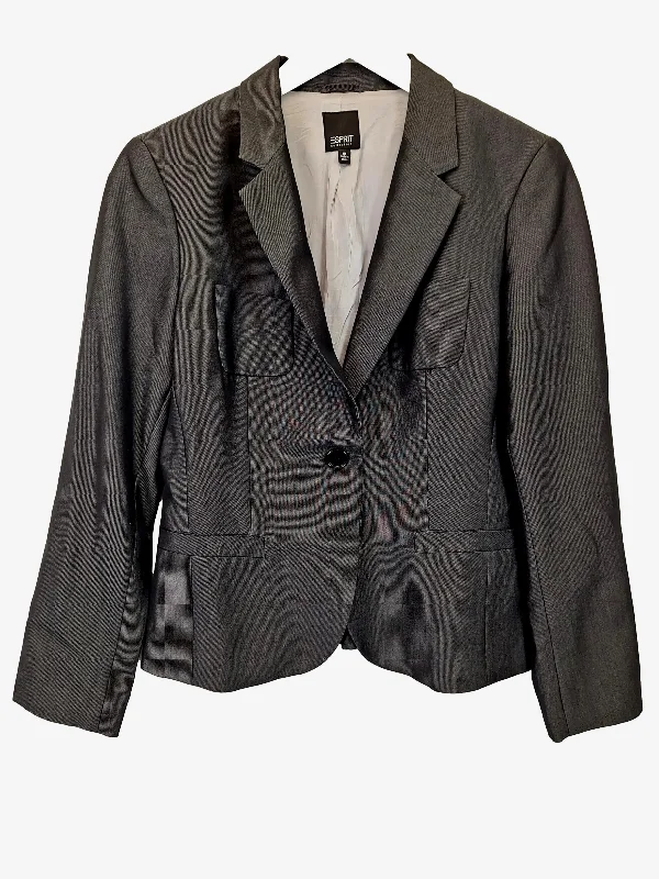 Esprit Shiny Charocal Structured Blazer Size 10