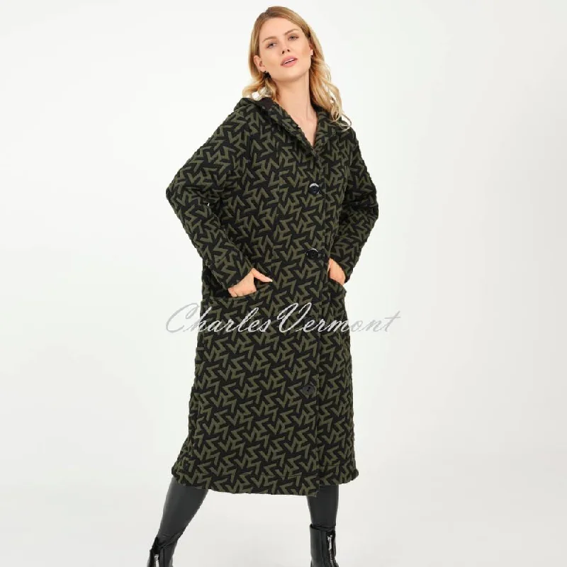 EverSassy Abstract Jacquard Hooded Coat - Style 12803